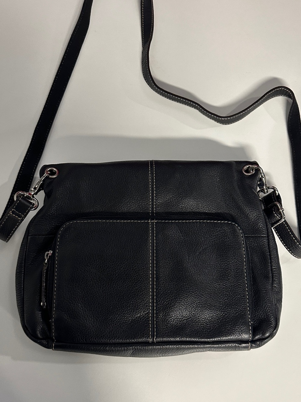 Tignanello Black Genuine Leather Crossbody Bag Purse